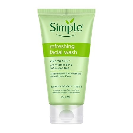 Simple Kind To Skin Refreshing Facial Wash 150 ml | 100% Soap-Free Facewash that doesn't dry out your skin| For All Skin Types